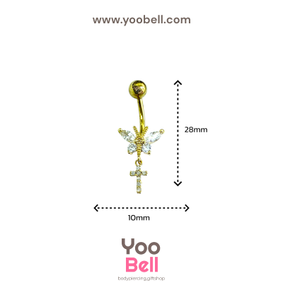 จิวสะดือ ผีเสื้อตัวใหญ่ ห้อยกางเขน