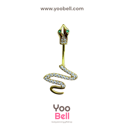 จิวสะดือ งูดวงตาสีเขียว