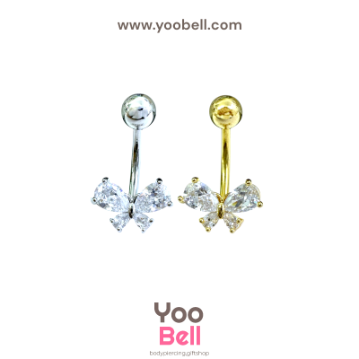 จิวสะดือ ริบบิ้นเพชร