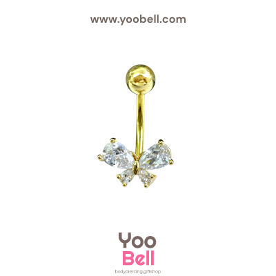 จิวสะดือ ริบบิ้นเพชร