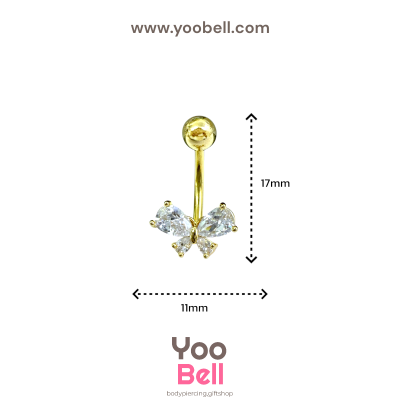 จิวสะดือ ริบบิ้นเพชร