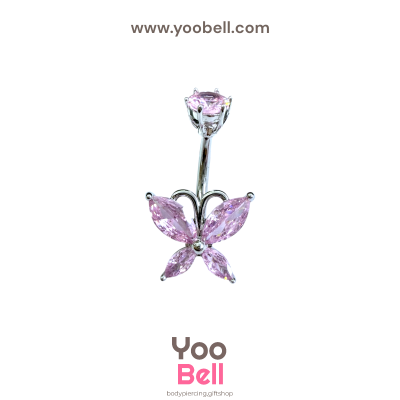 จิวสะดือ ผีเสื้อ หัวเพชรกลม