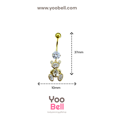 จิวสะดือ หมีน้อย เพชรกลม