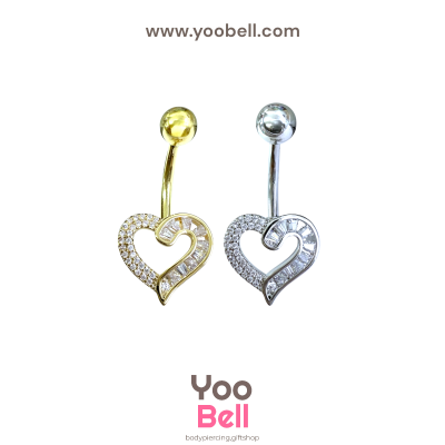 จิวสะดือ หัวใจ ขอบเพชร