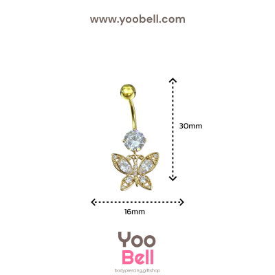 จิวสะดือ ผีเสื้อปีกเพชรตัวเล็ก