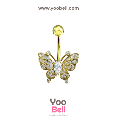 จิวสะดือ ผีเสื้อใหญ่ ปีกเพชร