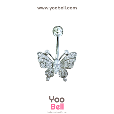 จิวสะดือ ผีเสื้อใหญ่ ปีกเพชร