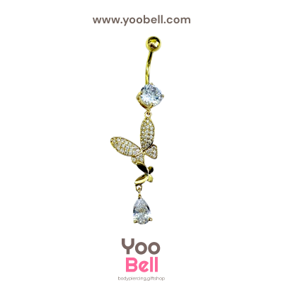 จิวสะดือ ผีเสื้อห้อยเพชรหยดนํ้า