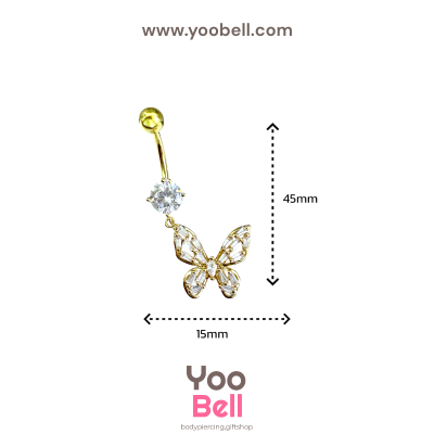 จิวสะดือ ผีเสื้อ ปีกลาย