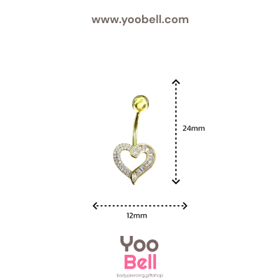 จิวสะดือ หัวใจ ขอบเพชร