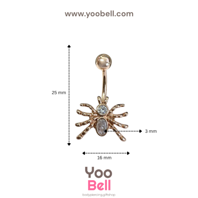 จิวสะดือ แมงมุม เพชรหลากสี