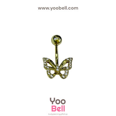 จิวสะดือ ผีเสื้อเล็ก ปีกเพชร