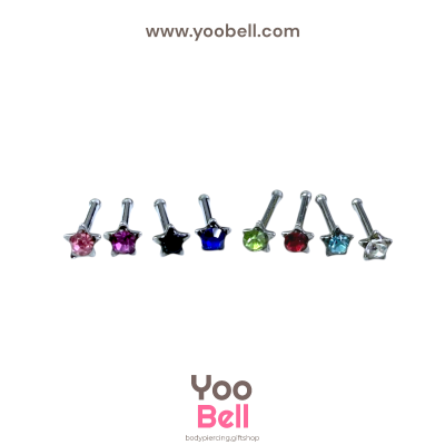 จิวจมูก nose stud Stainless Steel ก้าน1.2mm เพชรดาว