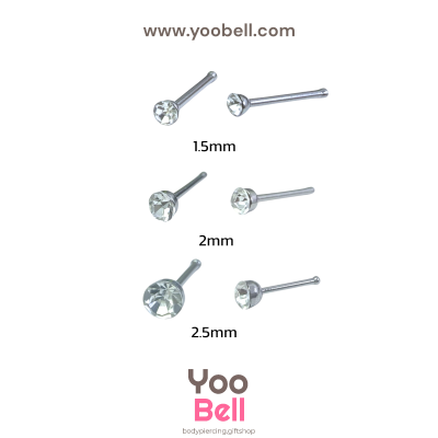 จิวจมูก nose stud Stainless Steel ก้าน1.2mm เพชรกลม