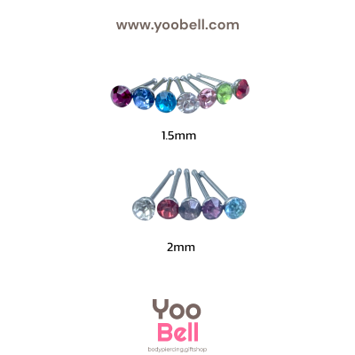 จิวจมูก nose stud Stainless Steel ก้าน1.2mm เพชรกลม