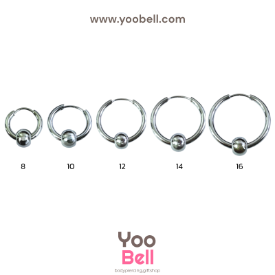 จิวหู จิวห่วง จิวห่วงกลมร้อยบอล stainless ห่วงหนา 2mm