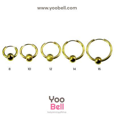 จิวหู จิวห่วง จิวห่วงกลมร้อยบอล stainless ห่วงหนา 2mm