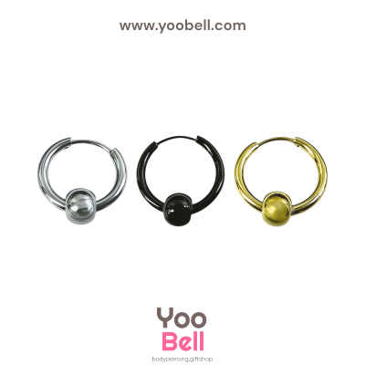 จิวหู จิวห่วง จิวห่วงกลมร้อยบอล stainless ห่วงหนา 2mm