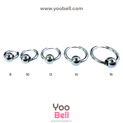 จิวหู จิวห่วง จิวห่วงกลมร้อยบอล stainless ห่วงหนา 2.5mm