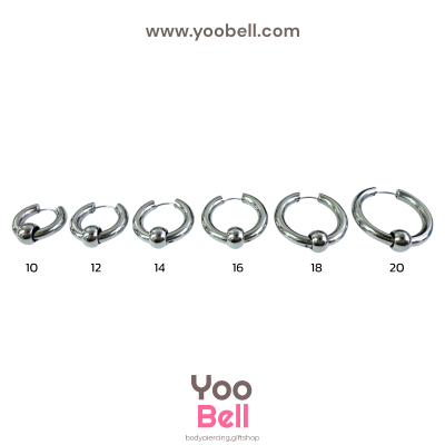 จิวหู จิวห่วง จิวห่วงกลมร้อยบอล stainless ห่วงหนา 4mm