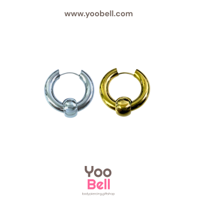 จิวหู จิวห่วง จิวห่วงกลมร้อยบอล stainless ห่วงหนา 4mm