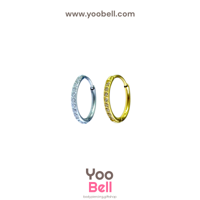 จิวหู ห่วงเพชร 1 ข้าง stainless ห่วงหนา1.2mm