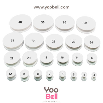 จิวหู จิวระเบิดหู หน้าตันพลาสติก สีขาว