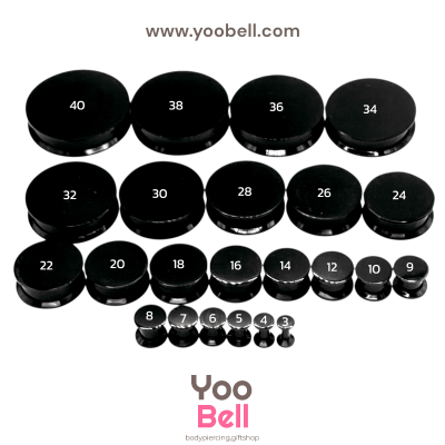 จิวหู จิวระเบิดหู หน้าตันพลาสติก สีดำ