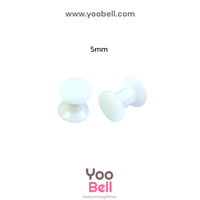 จิวหู จิวระเบิดหู หน้าตันพลาสติก สีขาว