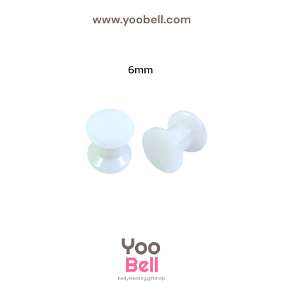 จิวหู จิวระเบิดหู หน้าตันพลาสติก สีขาว