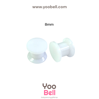 จิวหู จิวระเบิดหู หน้าตันพลาสติก สีขาว