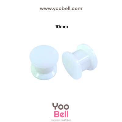 จิวหู จิวระเบิดหู หน้าตันพลาสติก สีขาว