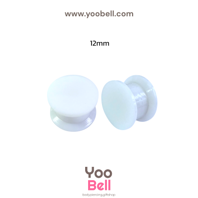 จิวหู จิวระเบิดหู หน้าตันพลาสติก สีขาว