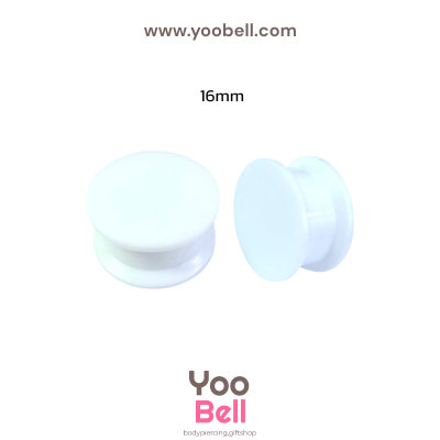 จิวหู จิวระเบิดหู หน้าตันพลาสติก สีขาว