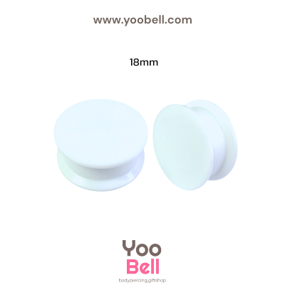 จิวหู จิวระเบิดหู หน้าตันพลาสติก สีขาว