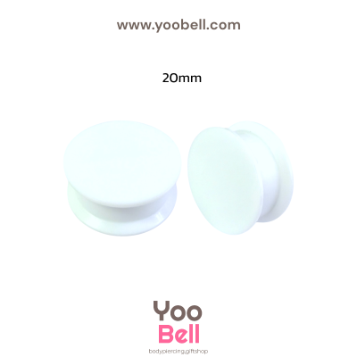 จิวหู จิวระเบิดหู หน้าตันพลาสติก สีขาว