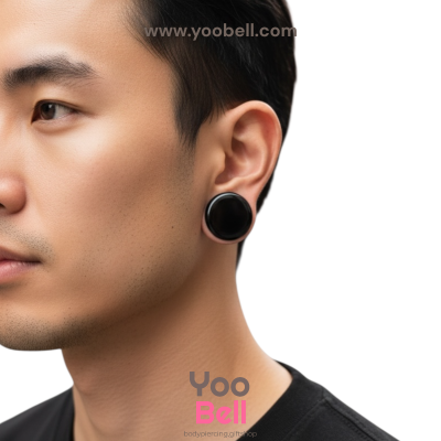 จิวหู จิวระเบิดหู หน้าตันพลาสติก สีดำ