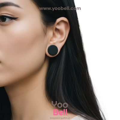 จิวหู จิวระเบิดหู หน้าตันสแตนเลส เลสดำ