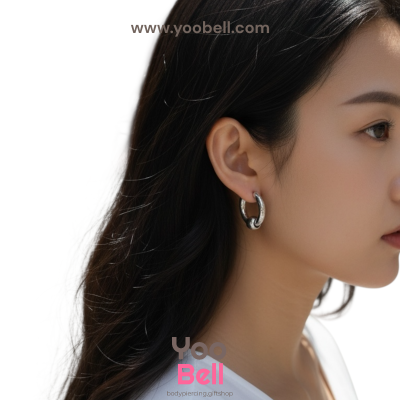 จิวหู จิวห่วง จิวห่วงกลมร้อยบอล stainless ห่วงหนา 5mm