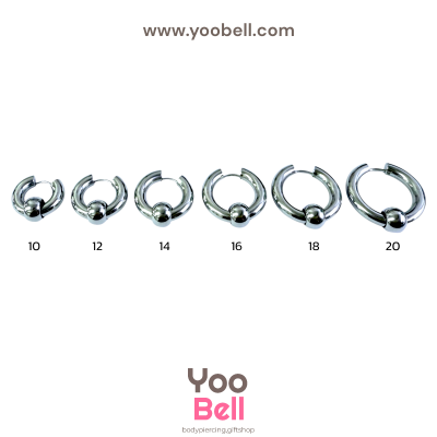 จิวหู จิวห่วง จิวห่วงกลมร้อยบอล stainless ห่วงหนา 5mm