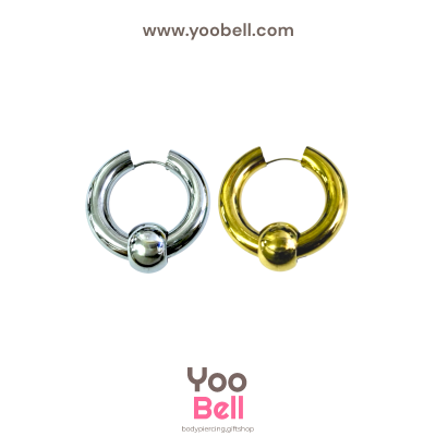 จิวหู จิวห่วง จิวห่วงกลมร้อยบอล stainless ห่วงหนา 5mm