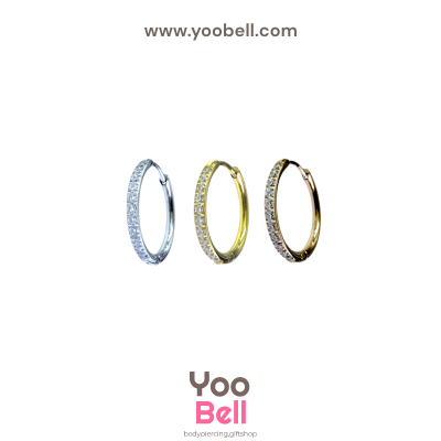 จิวหู ห่วงเพชร 1 ข้าง stainless ห่วงหนา2.0mm