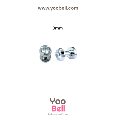 จิวหู ตาไก่ เพชรกลม จิวระเบิดหู stainless