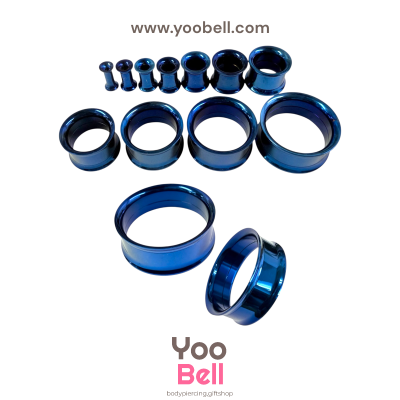 จิวหู ระเบิดหู ปากแตร stainless เลสนํ้าเงินเงิน