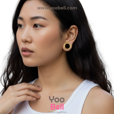 จิวหู ระเบิดหู ปากแตร stainless เลสทอง