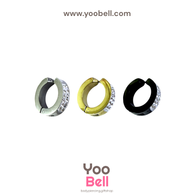 จิวห่วงเพชร แบบไม่เจาะหู แบบหนีบ stainless