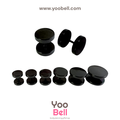 จิวหูดัมเบล หน้าเรียบ stainless ก้าน1.2mm เลสดำ