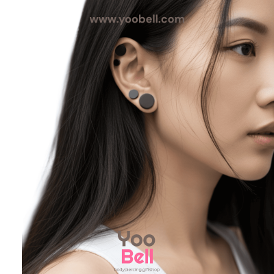 จิวหูดัมเบล หน้าเรียบ stainless ก้าน1.2mm เลสดำ