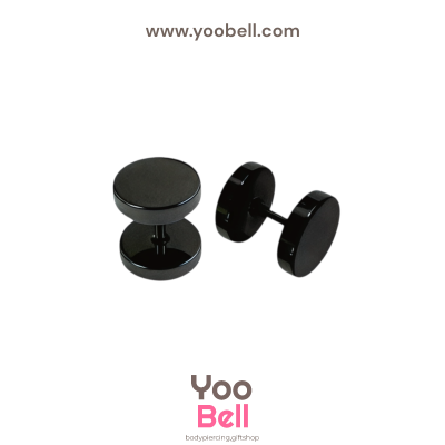 จิวหูดัมเบล หน้าเรียบ stainless ก้าน1.2mm เลสดำ