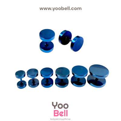 จิวหูดัมเบล หน้าเรียบ stainless ก้าน1.2mm เลสนํ้าเงิน